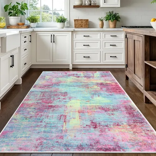 Miniatura 277 de IOHOUZE Alfombra abstracta lavable de 3 x 12 pies para pasillos, antideslizante para cocina, camino de entrada de lana sintética para interiores