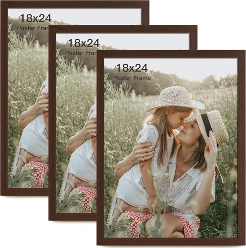 Miniatura 25 de Momentworth Portarretratos de 4 x 6 pulgadas con paspartú para 3.5 x 5 pulgadas, marcos de fotos con grano de madera negra envejecida para pared