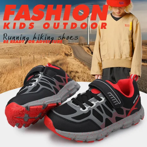 Miniatura 4 de UOVO Botas de senderismo resistentes al agua para niños, zapatos para caminar al aire libre, antideslizantes, al tobillo, zapatos deportivos