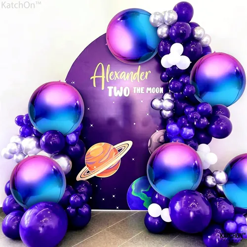 Miniatura 5 de KatchOn, Globos grandes de Mylar plateados, 22 pulgadas, paquete de 24 unidades, globos metálicos morados para fiesta de galaxia, globos esféricos