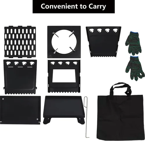 Miniatura 9 de DIYTuning - Calefacción plegable portátil para exteriores, estufa de leña, estufa de tienda de campaña, picnic de acero inoxidable, estufa