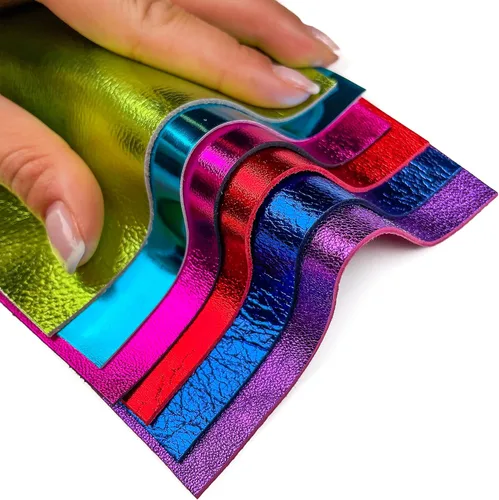 Miniatura 2 de Restos de cuero - Hojas de cuero metálico precortadas de 5 x 5 pulgadas (4.7 x 4.7 in) para manualidades y fabricación de joyas