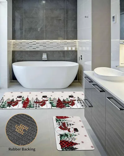 Miniatura 5 de Tapete de baño de muñeco de nieve para bañera, antideslizante, de secado rápido y absorbente, tierra de diatomeas, fregadero, dormitorio, cocina