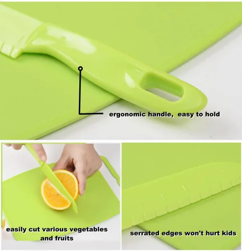 Miniatura 3 de Juego de cuchillos de plástico verde – Cuchillos grandes de 11 pulgadas y 8.7 pulgadas pequeños para cocina, preparación de alimentos y uso