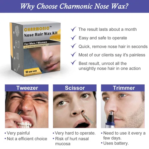Miniatura 3 de Kit de cera para nariz para hombres y mujeres, cera de depilación nasal para Charmonic (50 gramos / 10 veces de uso)