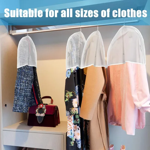 Miniatura 5 de Patelai 8 fundas de hombro para colgar ropa de 24 x 12 pulgadas, fundas de plástico transpirables para colgar ropa, protectores contra el polvo