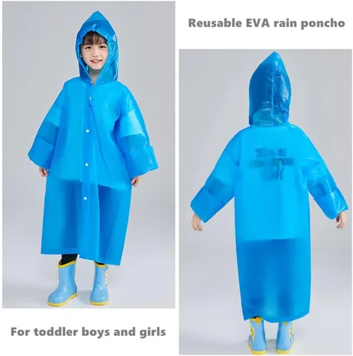 Miniatura 2 de Poncho de lluvia para niños Impermeable, Paquete de 2-5 Abrigos de lluvia reutilizables de EVA para niños y niñas de 6-14 años, Equipo de chaquetas