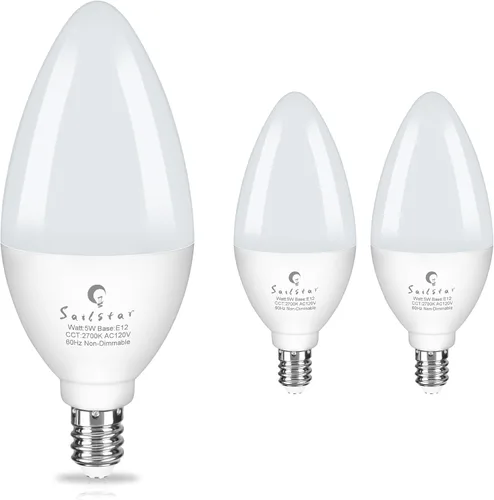 Miniatura 8 de Bombillas LED E12 de Sailstar, equivalentes a 60 W, 500 lúmenes, bombillas de luz para ventilador de techo, blanco suave 2700 K, tipo B, bombilla