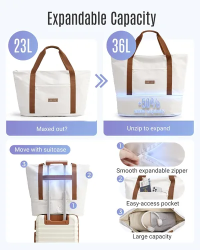Miniatura 6 de LIGHT FLIGHT Conjuntos de equipaje expandibles de 3 piezas, maleta dura, Beige