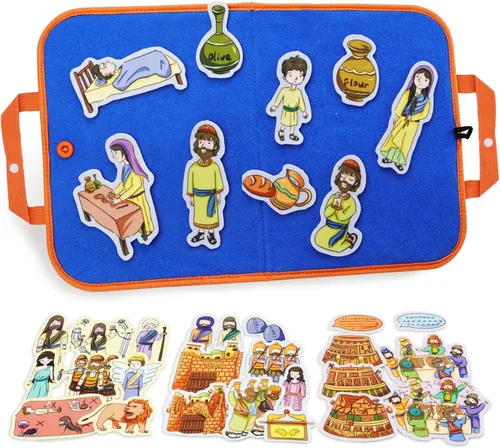 Miniatura 16 de CHEFAN Paquete de 4 Conjunto de Historias Bíblicas de Tablero de Fieltro, las Historias de Tablero de Franela Incluyen Adán y Eva, la Escalera