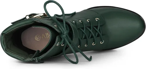 Miniatura 4 de Allegra K Botines de plataforma para mujer, con cordones, tacón de bloque, botas de combate