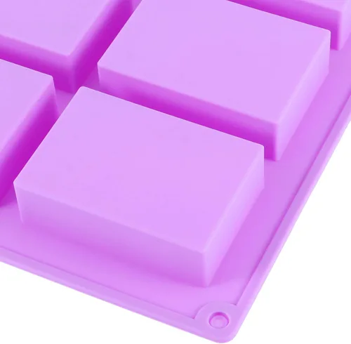 Miniatura 4 de KINJOEK 9 paquetes de 54 moldes rectangulares de silicona para jabón, moldes de silicona morada para hacer jabón a granel, moldes para hornear Morado