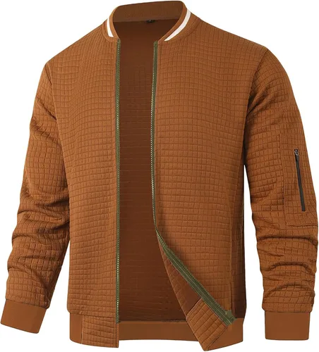 Miniatura 14 de Chaquetas ligeras para hombre Chaquetas ligeras casuales para hombre Chaqueta bomber de sarga con cremallera Chaqueta universitaria con cremallera