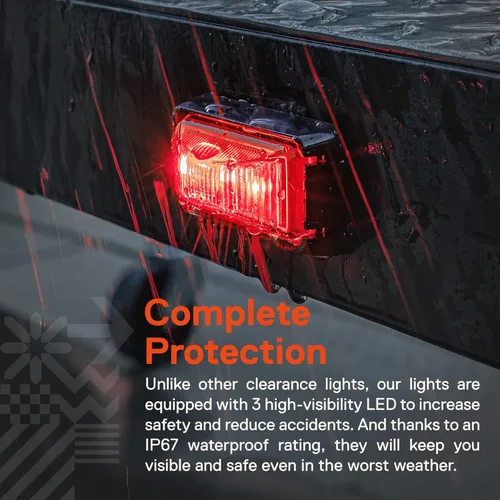 Miniatura 5 de TRUE MODS 2 piezas 2.5" Luz LED roja para remolque con bisel negro [DOT FMVSS 108] [SAE P2PC] [montaje superficial] [impermeable IP67] luces de Rojo