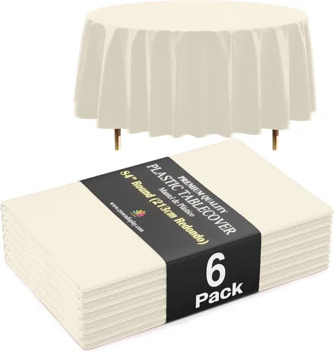 Miniatura 37 de Exquisite 66% Thicker Premium Aqua Round Tablecloth 0.5 Mil 6 Pack Plastic Table Cloth Disposable 84 Inch Round Plastic Tablecloth Won't Tear Easily
