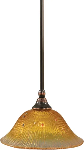 Miniatura 163 de Toltec Lighting Tallo Colgado Mini colgante, acabado de cobre negro, 3.5" cuadrado humo burbuja vidrio