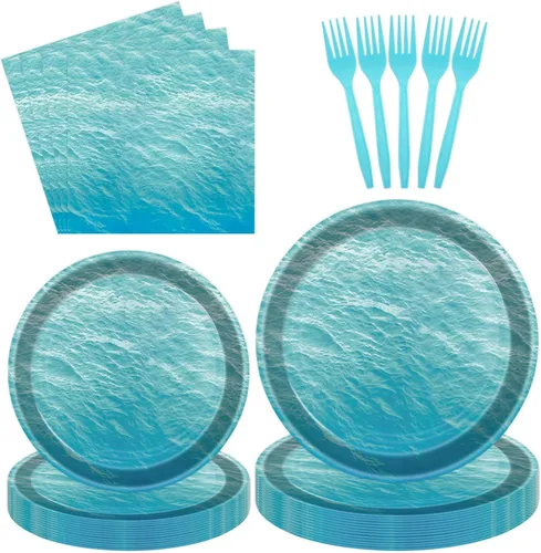 Miniatura 8 de 96 platos de papel de béisbol y servilletas para fiesta, platos de fiesta de béisbol, servilletas y tenedores, juego de vajilla desechable
