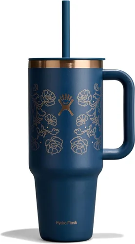 Miniatura 90 de Hydro Flask Vaso de Viaje con Asa, Tapa y Pajita - Acero Inoxidable Aislado en 24 Oz Aloe