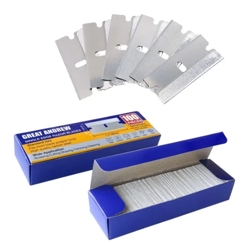 Great Andrew - Cuchillas de afeitar de un solo filo, paquete de 200 cuchillas de afeitar de borde recto, cuchillas de repuesto de seguridad para