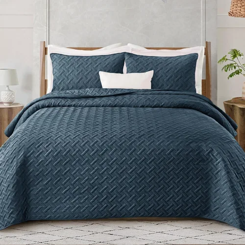 Miniatura 8 de Exclusivo Mezcla - Juego de edredón suave de tamaño King de 3 piezas, colchas ligeras grises, juego de ropa de cama para todas las estaciones