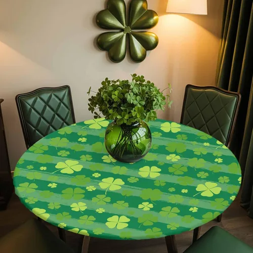 Miniatura 28 de Mantel redondo ajustado con diseño floral de mandala aguamarina, estilo étnico bohemio con borde elástico, impermeable, mantel circular de flores