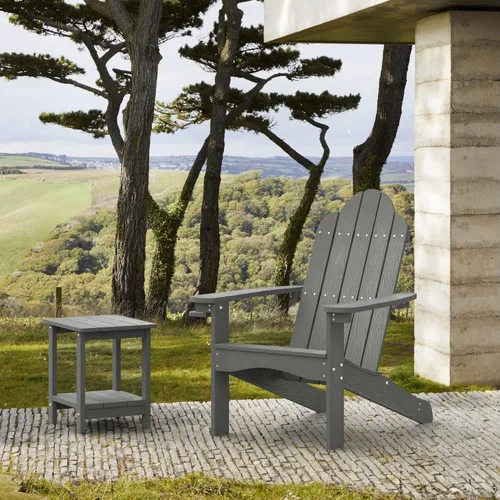 Miniatura 6 de LUE BONA HDPS Sillas Adirondack Set de 2, Silla para Hoguera al Aire Libre Resistente a la Intemperie con Portavasos, Silla Moderna de Plástico