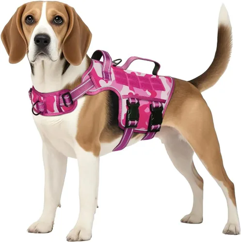 Miniatura 27 de Arnés para perros grandes resistente, arnés táctico sin tirones para perro con sistema Molle, chaleco para perro de servicio fácil de poner y Negro