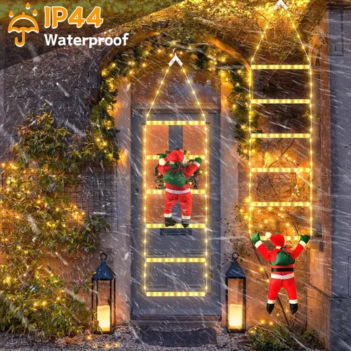 Miniatura 6 de 98 luces LED de Navidad para interiores y exteriores, 2.5 pies, luces decorativas de escalera de Navidad con Papá Noel, 8 modos, luz impermeable