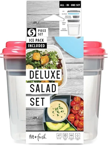 Miniatura 7 de Fit & Fresh 216HL - Juego de entrada con bolsa de hielo, 3 recipientes reutilizables para control de porciones, sin BPA, apto para microondas