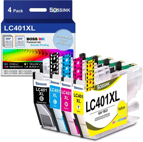 MFC-J1010DW LC401XL - Cartuchos de tinta compatibles con Brother LC401 de alto rendimiento para impresora Brother MFC-J1012DW MFC-J1170DW (paquete