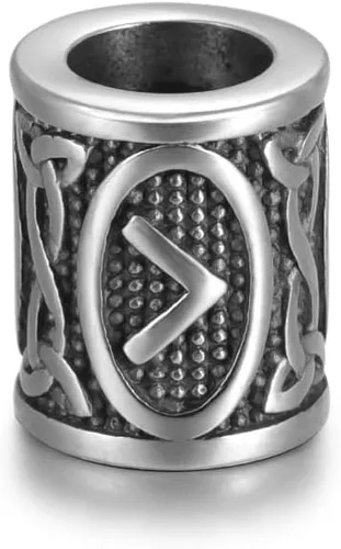 Miniatura 8 de 5 cuentas vikingas de acero inoxidable, cuentas espaciadoras de metal, cuentas espaciadoras de agujero grande, cuentas de tubo de plata antigua