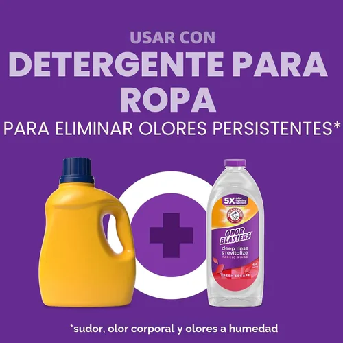 Miniatura 7 de ARM & HAMMER Odor Blasters Enjuague Profundo y Revitalizante para Telas, Aditivo para Lavandería, Elimina Sudor y Olores a Humedad, Aroma Fresh