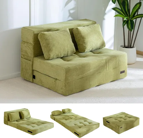 Miniatura 13 de MAXYOYO Sofá Cama Convertible, Sofá Cama Plegable con Almohada, Sofá Cama Plegable Acolchado 4 en 1, Sofá Cama de Espuma para el Piso, Silla Rosa