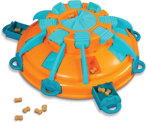 Miniatura 14 de Outward Hound por Nina Ottosson Multipuzzle Nivel 4 Experto Rompecabezas para Perros con Tratamientos para Enriquecimiento, Azul Multipuzzle (Verde)