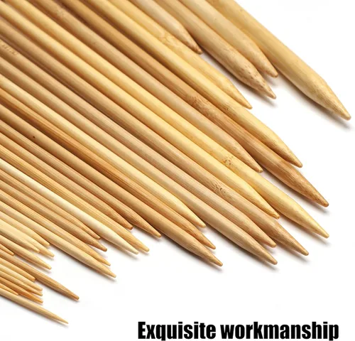 Miniatura 5 de Juego de agujas de tejer de bambú, 18 pares de agujas de tejer de madera de 14 pulgadas de largo para principiantes, tamaño de EE. UU. 0-15 Blanco
