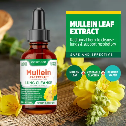 Miniatura 5 de Gotas de gordolobo para limpieza de pulmones – Paquete de 2 tintura de apoyo pulmonar con extracto de hoja de gordolobo, suplemento de alivio