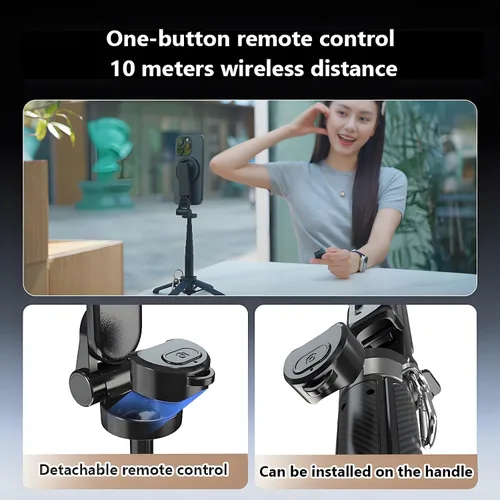 Miniatura 3 de Palo magnético para selfie de bolsillo, palo de selfie magnético 4 en 1 para iPhone con control remoto recargable, soporte de trípode extensible