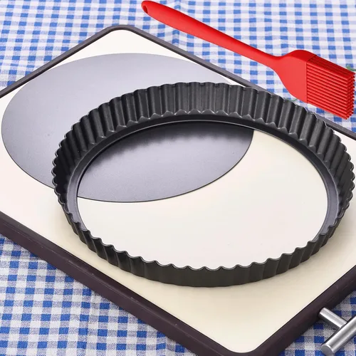 Miniatura 9 de DATANYA Mini Sartenes para Tartas con Fondo Extraíble de 3 Pulgadas, Molde para Tartas de Quiche de Acero al Carbono Antiadherente de 0.8 Pulgadas