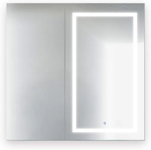 Miniatura 15 de Krugg Botiquín LED de 36 x 36 pulgadas Armario de espejo empotrado o de montaje en superficie con atenuador y desempañador + 3 espejos