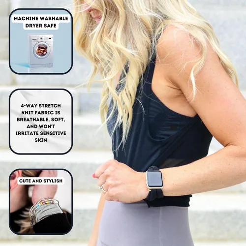 Miniatura 7 de Black Yoga Band® Apple Watch Series 1-8, 1.496 in 1.575 in 1.614 in 1.654 in 1.732 in 1.772 in - Dót Outfitters