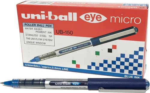 Miniatura 10 de uni-ball UB-150 Eye Micro Rollerball, tinta roja Uni Super Ink, punta de 0.020 in, caja de 12 Rojo