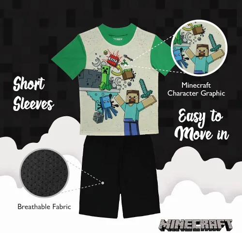Miniatura 5 de Minecraft Conjunto de pijama de algodón para niños grandes Minería