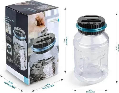 Miniatura 8 de Alcancía grande para niños y adultos, Vcertcpl Banco digital con contador de monedas LCD, capacidad de 1.8 L, tarro de dinero para adultos, diseñado