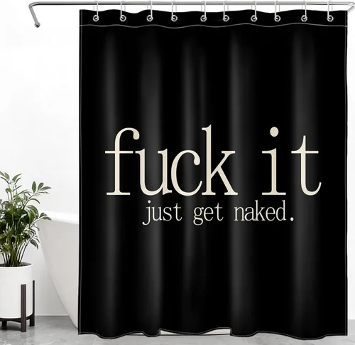 Miniatura 14 de LB Fuck It Get Naked - Cortina de ducha pequeña de 48 x 68 pulgadas, forro de cortina de ducha en blanco y negro, cortina de ducha estrecha