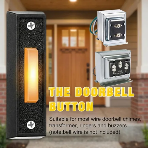 Miniatura 3 de Saillong 2 botones de timbre iluminados, botones de timbre de puerta con cable, timbre de puerta LED, interruptor de apertura de puerta montado