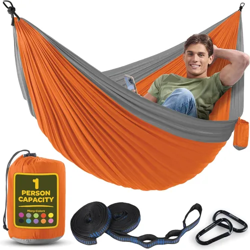 Miniatura 30 de Hamaca Duradera con Capacidad de 500 lb, Silla Hamaca de Camping de Nylon - Tamaños Doble o Individual con Correas para Árboles y Bolsa de Verde