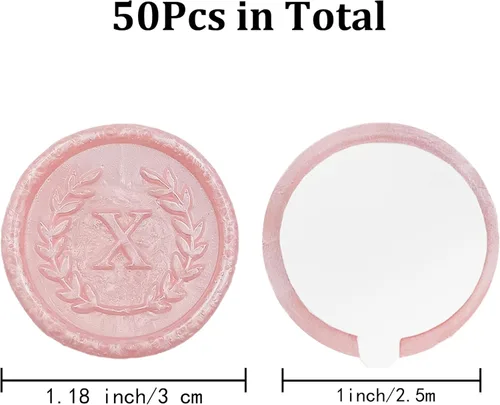 Miniatura 2 de 50 piezas de pegatinas adhesivas de sello de cera rosa en letra X, hechas a mano, sin necesidad de sello, pegatinas de cera para rasgar y usar