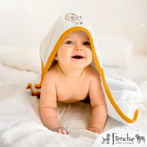 Miniatura 4 de Frenchie Mini Couture, Toallas de baño con capucha para bebés, 80% algodón/20% poliéster, diseño de animales salvajes, juego de toallas de baño