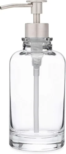 Miniatura 8 de Rail19 Sonoma Dispensador de jabón de vidrio transparente, jabón líquido de manos y loción para encimera de cocina y baño, 10 onzas (latón antiguo)