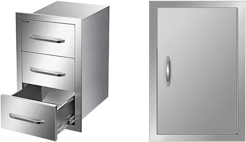 Cajones de cocina para exteriores de 16 pulgadas de ancho x 21.5 pulgadas de alto x 18 pulgadas de profundidad, puerta de acceso para barbacoa de